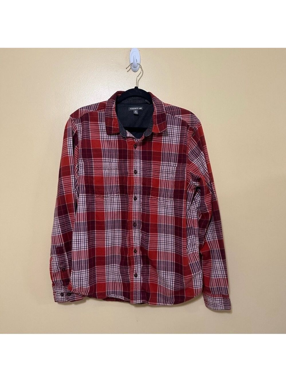 Toad&Co Flannagan Cotton Plaid Long Sleeve Button Up Men M Red